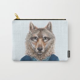 W is for a Wolf in a Waistcoat Carry-All Pouch | Forest, Wildlife, Watercolor, Kids, Woodland, Plaid, Animalinclothes, Nature, Painting, Nursery 