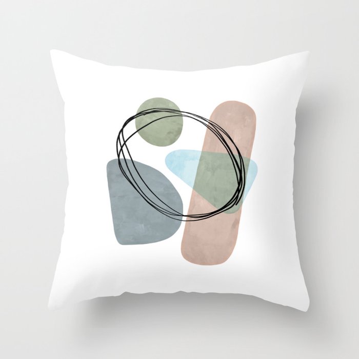 Abstract blob art with chalk texture Throw Pillow