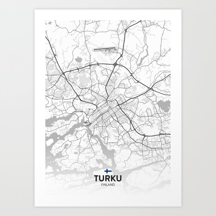 Turku, Finland - Light City Map Art Print