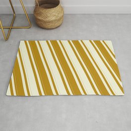 [ Thumbnail: Dark Goldenrod & Beige Colored Stripes Pattern Rug ]