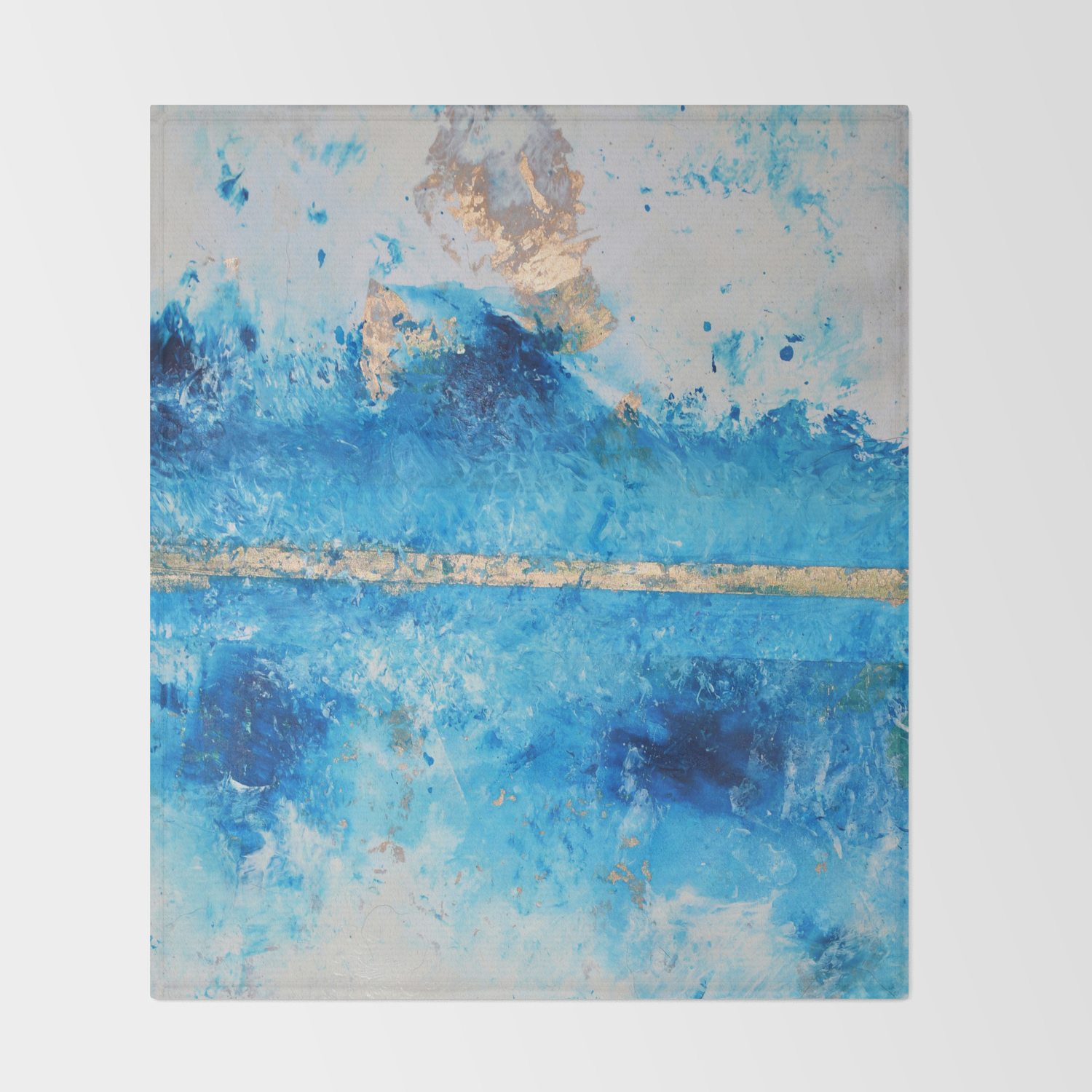 Rainy Day A Pretty Minimal Abstract Mixed Media Piece In Blue