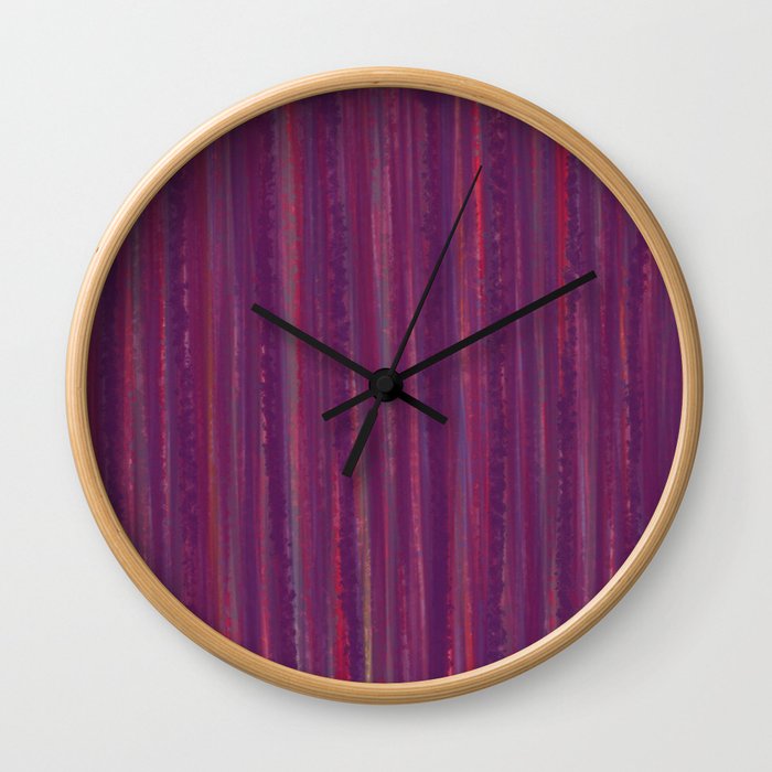 Stripes  - purple and red Wall Clock