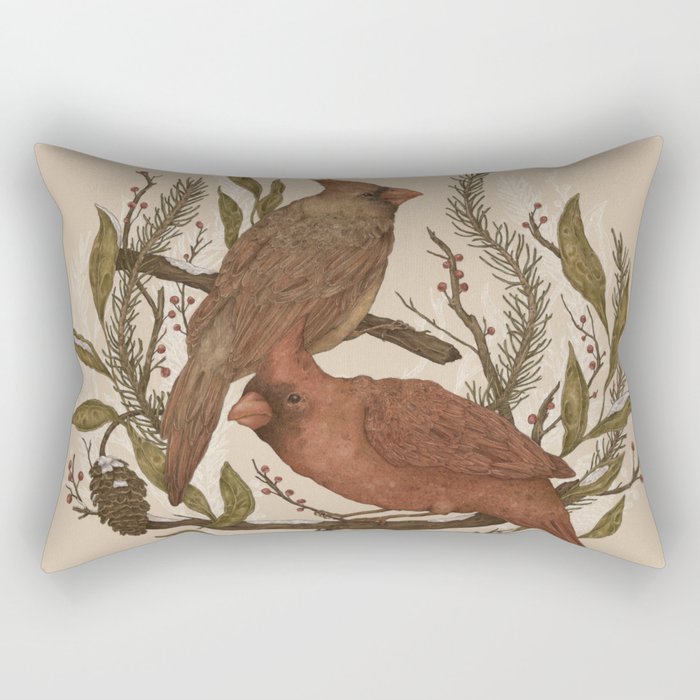 Wintery Cardinals Rectangular Pillow