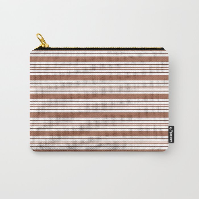 Sherwin Williams Cavern Clay SW7701 Tri-color Thick and Thin Horizontal Lines Bold Stripes Carry-All Pouch