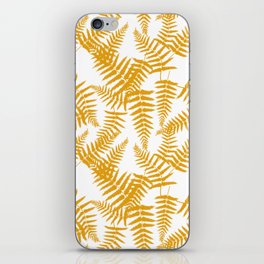 Mustard Silhouette Fern Leaves Pattern iPhone Skin
