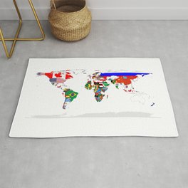 World Map with Country Flags Area & Throw Rug