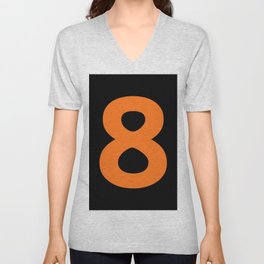 Number 8 (Orange & Black) V Neck T Shirt