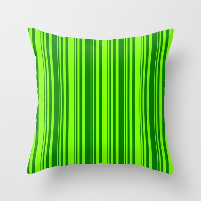 Chartreuse & Green Colored Striped/Lined Pattern Throw Pillow
