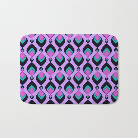 Pattern retro in pink , turquoise raspberry tones . Bath Mat