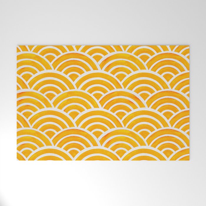 Japanese Seigaiha Wave – Marigold Palette Welcome Mat by Cat ...