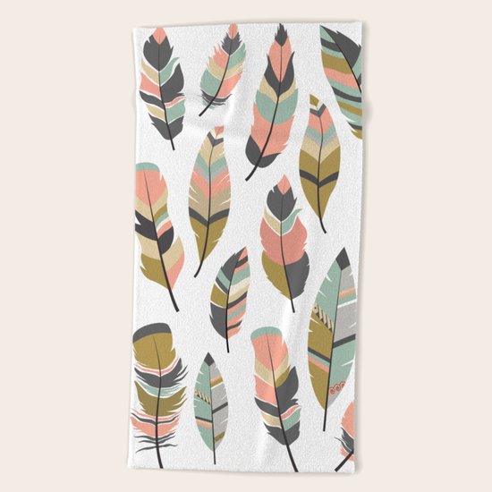 Boho Feathers Beach Towel
