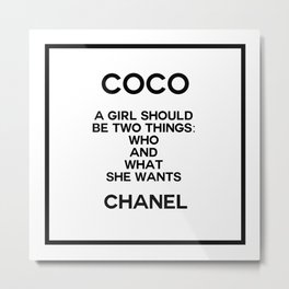 coco quote no. 5 Metal Print | Motivation, Quotes, Black And White, Style, Girly, Graphic Design, Quote, Girl, Inspiration, Stylish 