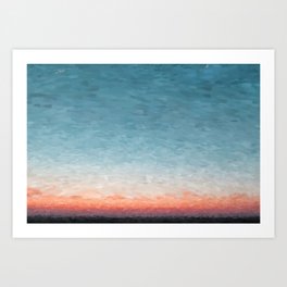 Blue + Orange Painted Abstract Sunset Art Print