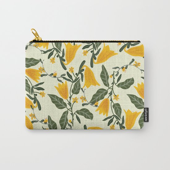 Yellow Bright Flower Pattern Carry-All Pouch