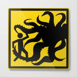 Safety First: We Have Worked 0 Days Without Summoning an Elder God Metal Print | Roadsign, Graphicdesign, Typography, Pop Art, Illustration, Safetysign, Warningsign, Cthulhu, Stencil, Eldergods 