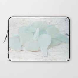 Pastel Pale Turquoise Sea Glass Faded Sea Foam Colors on White Weathered Wood - Photo 6 of 8 Laptop Sleeve