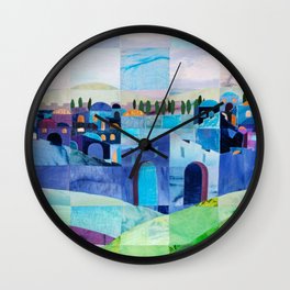Jerusalem in Blue Wall Clock