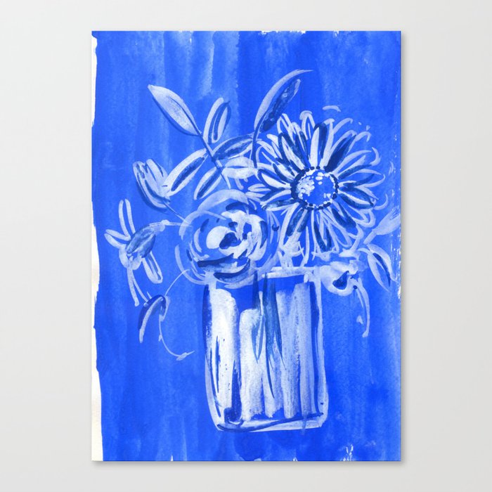 white still life in blue Canvas Print