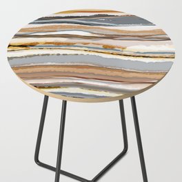 Abstract Agate Brown Blue Neutral Earth Tones Side Table