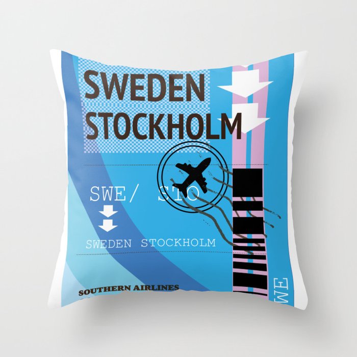 Sweden Stockholm travel ticket Throw Pillow