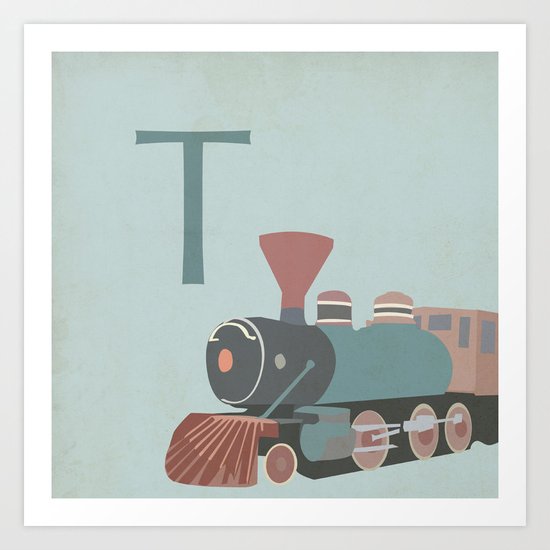 T is for Train Art Print