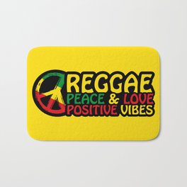 Reggae Music, Peace and Love and Positive Vibes Bath Mat