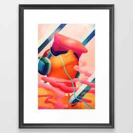 In the Clouds Framed Art Print | Curated, Digital, Game, Clouds, Videogames, Tech, Stripe, Surreal, Arcade, Blood 