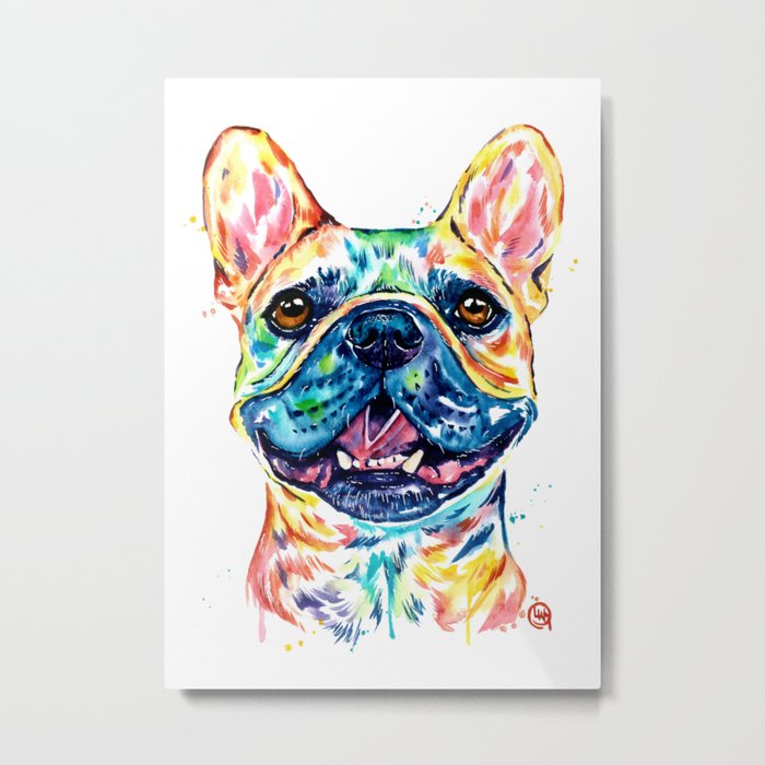 French Bulldog Watercolor Painting By Lisa Whitehouse Metal Print