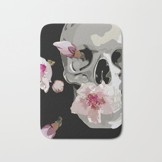 "Spring” Skull and flowers Bath Mat