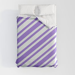 [ Thumbnail: Purple and Mint Cream Colored Pattern of Stripes Duvet Cover ]