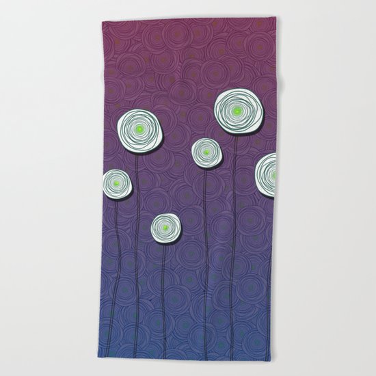 Abstract Flower Design Beach Towel