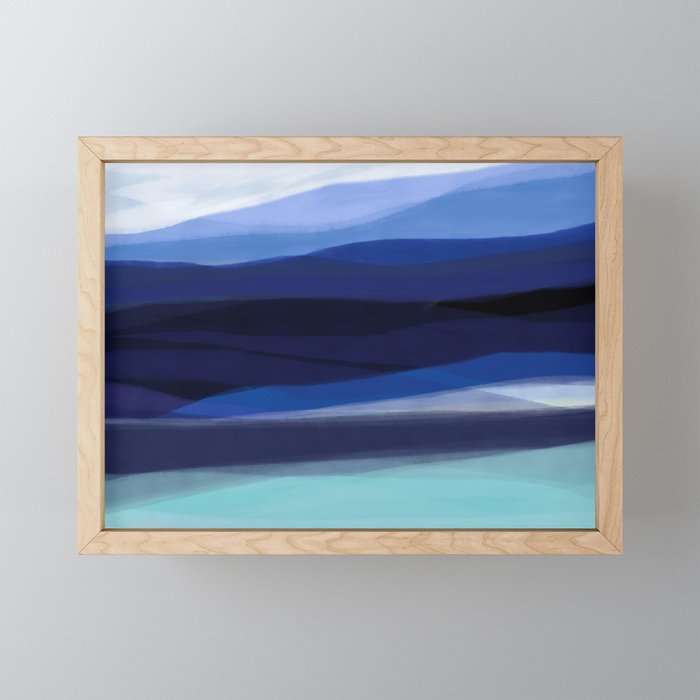 Blue hills abstract landscape Framed Mini Art Print
