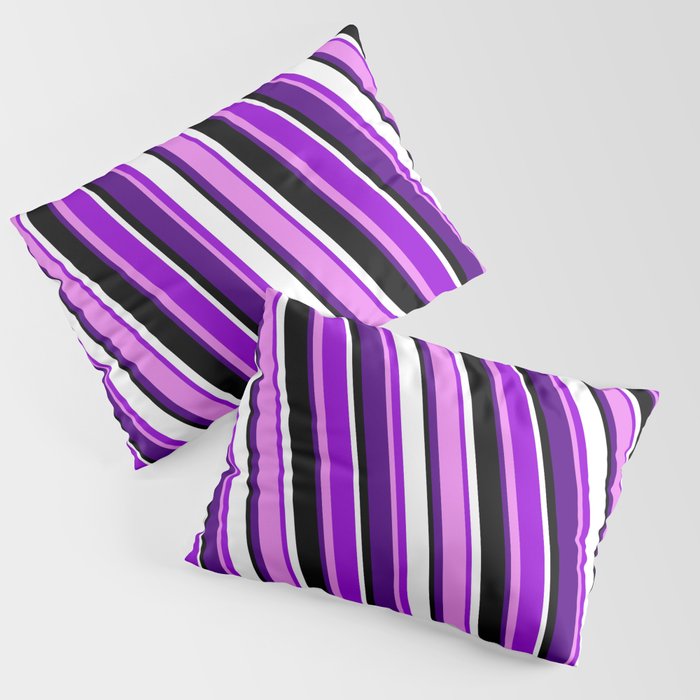 Dark Violet, Violet, Indigo, Black, and White Colored Pattern of Stripes Pillow Sham