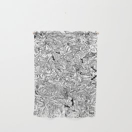 Lots of Bodies Doodle in Black and White Wall Hanging