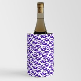 Two Kisses Collided Midnight Blue Lips Pattern On White Background Wine Chiller