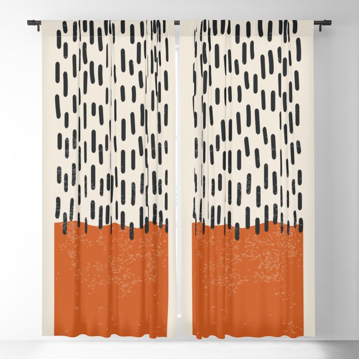 Society6 Mid Century Modern Minimalist Rothko Inspired Color Field Red Rain With Lines Geometric Style Blackout Curtain Blackout Curtain