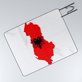 Flag Map of Albania Picnic Blanket