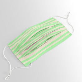 [ Thumbnail: Green and Beige Colored Lines Pattern Face Mask ]