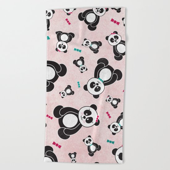 Panda Freefall in Pink Beach Towel