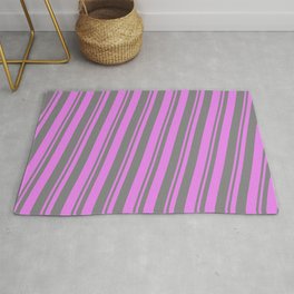 [ Thumbnail: Violet & Gray Colored Lines Pattern Rug ]