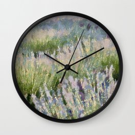 Lavender Fields Abstract Art  Wall Clock