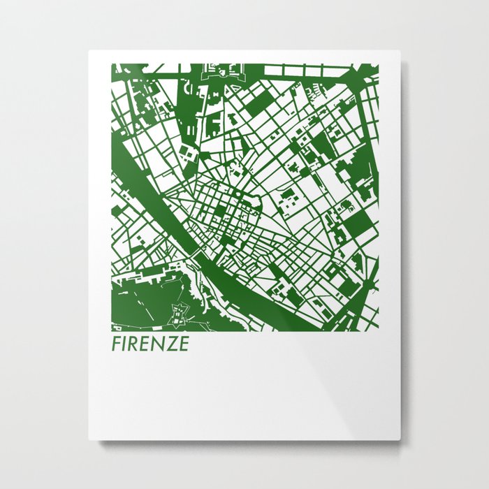 1926 Florence Italy - Figure Ground Map (green) Metal Print