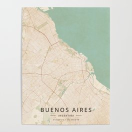 Buenos Aires, Argentina - Vintage Map Poster