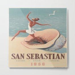 Vintage poster - San Sebastian Metal Print | Cool, Tourism, Spain, Tourists, Espagne, Travel, Espana, Advertising, Seashell, Retro 