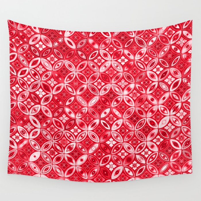 RED Ornate Prismatic Background. Wall Tapestry