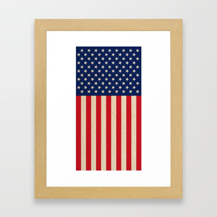 USA faux burlap flag Framed Art Print