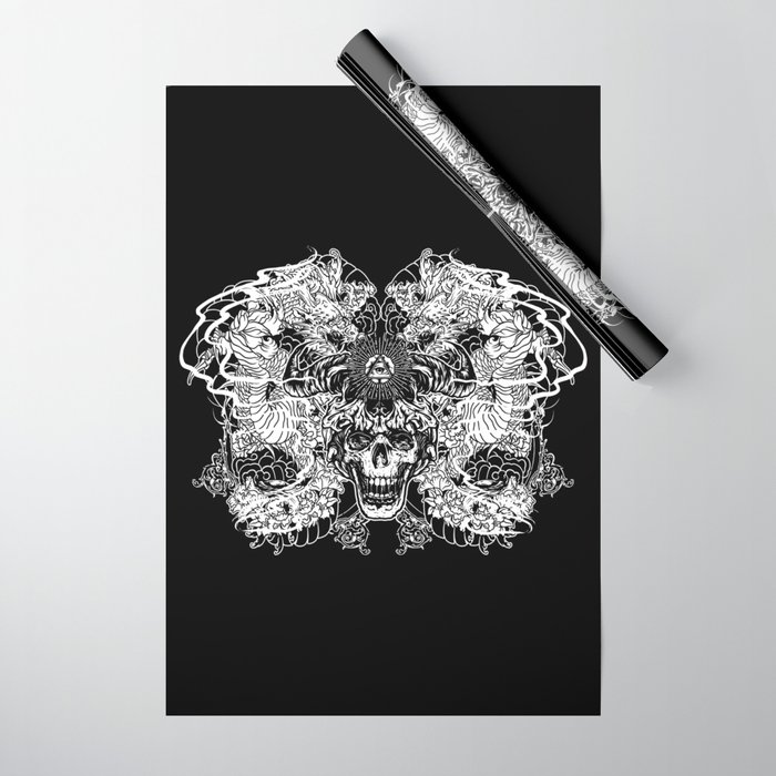 Japanese Dragon Skull Tattoo Wrapping Paper