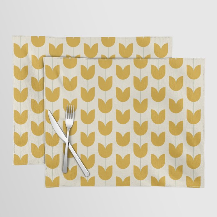 Spring Tulips II Yellow Mid Century Flowers Placemat