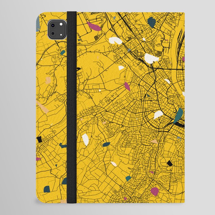 basel - Switzerland. Yellow Terrazzo City Map iPad Folio Case