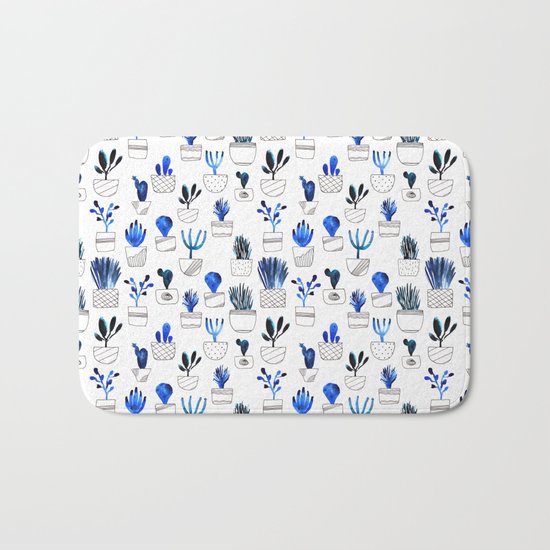 Blue cacti Bath Mat
